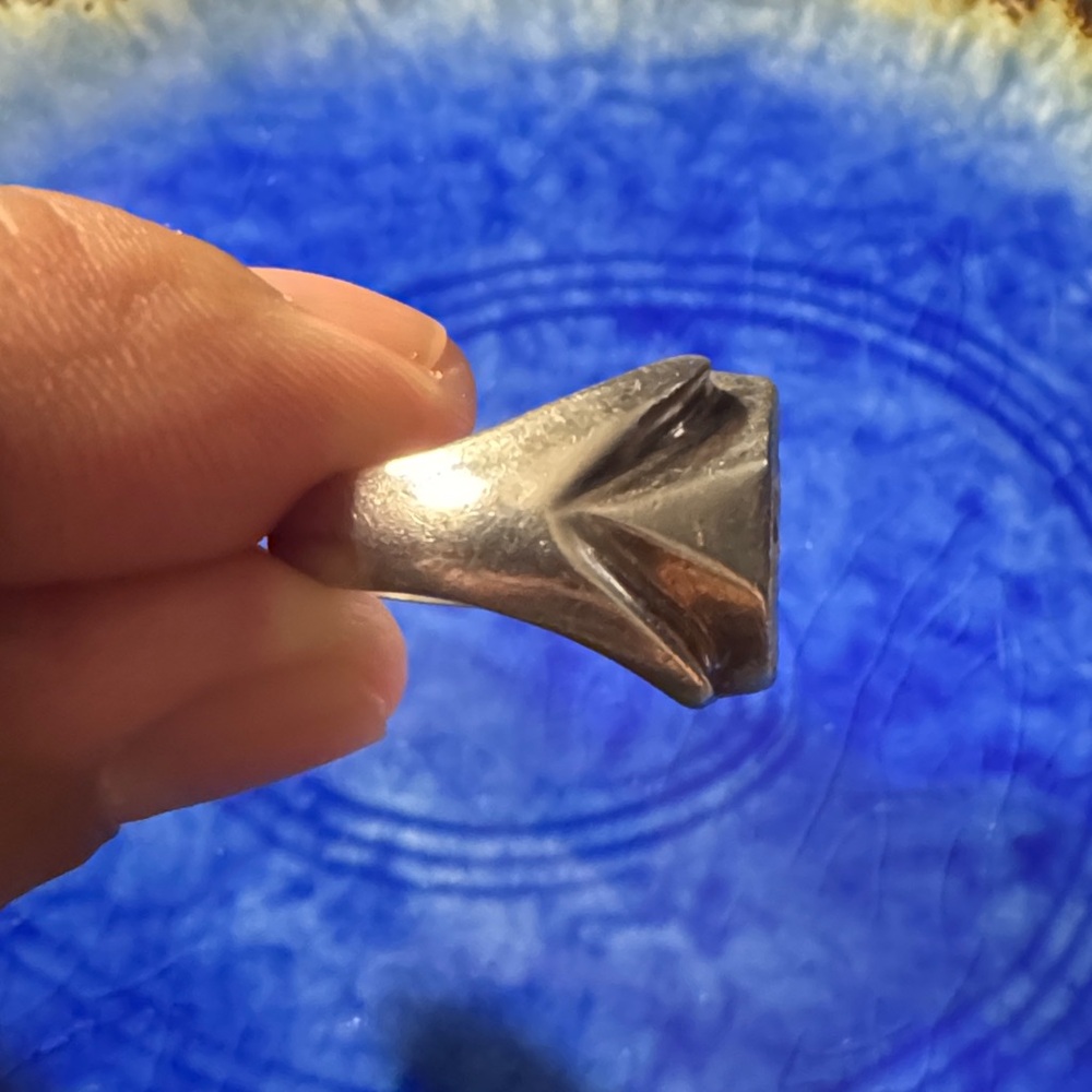 Vintage Solid 925 Silver Geometric Ring - image 3